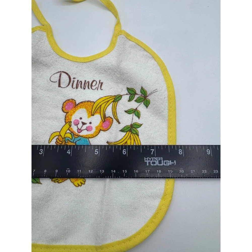 Unbranded OS White Bib Kids Vintage‎ Monkey Banana Dinner